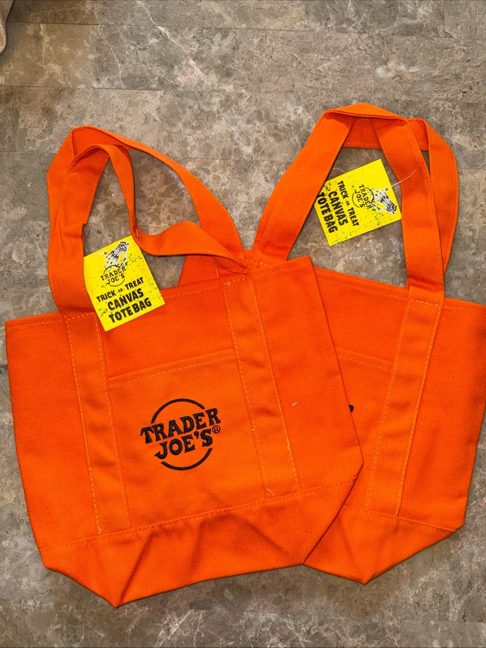 Trader Joes Mini Canvas Halloween (2) Tote Bag 2025 Release-New With Tags-ORANGE